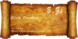 Bink Zsombor névjegykártya